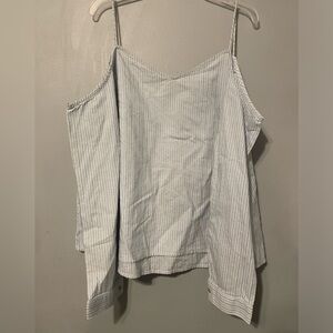 calvin klein striped off the shoulder long sleeve shirt